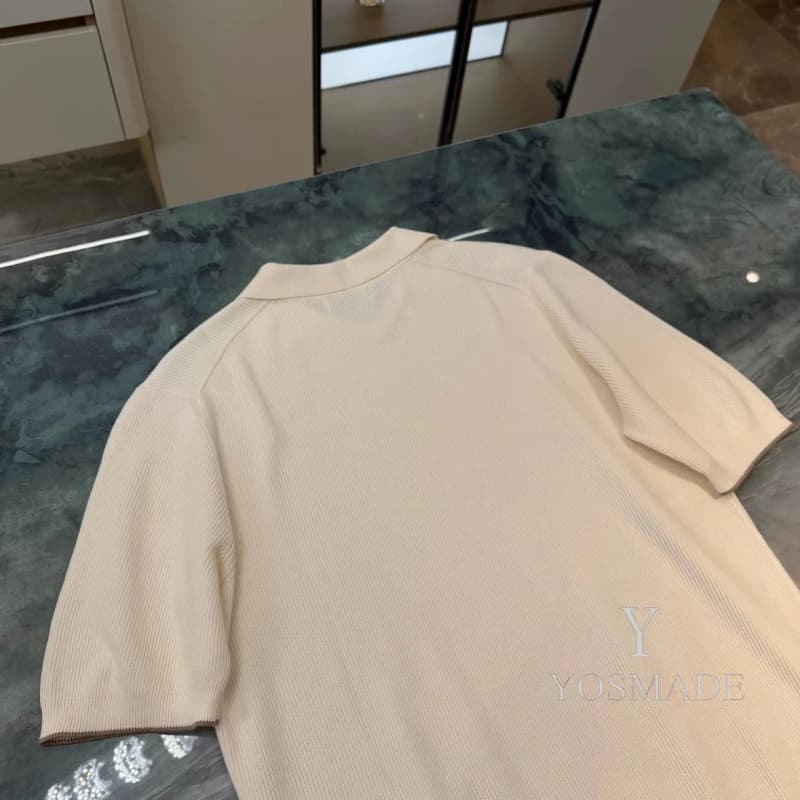 브루넬로 쿠치넬리 세로 스트라이프 올드머니 카라 니트 반팔티 12