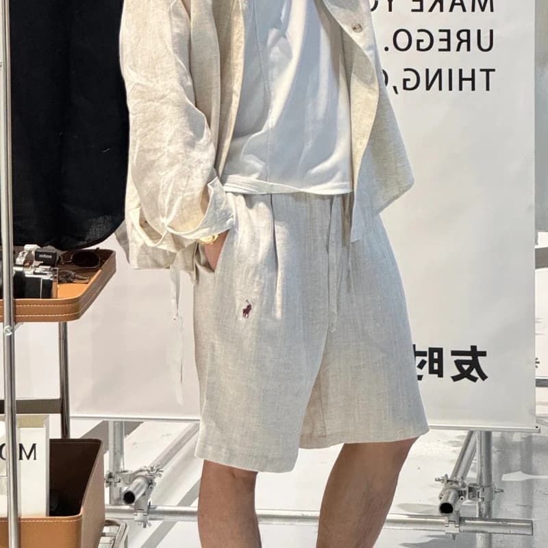 폴로 랄프로렌 러프 포니 자수 올드머니 리넨 드로스트링 반바지 4