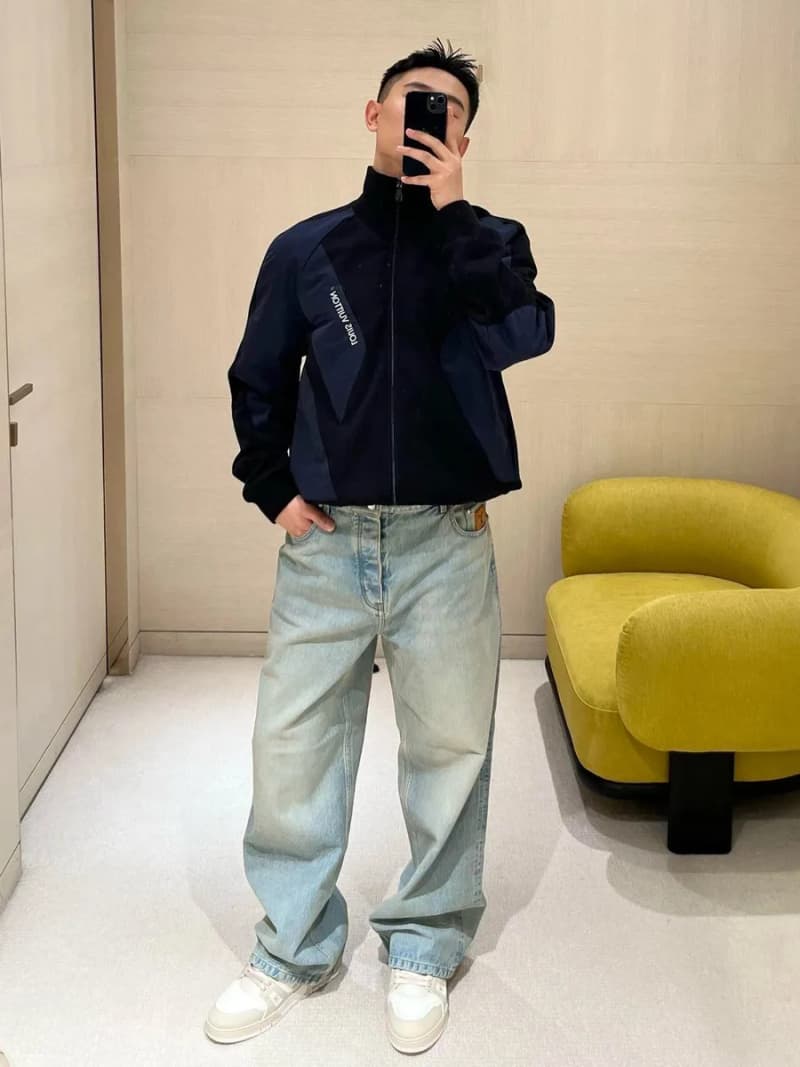 루이비통 라이트 워시 와이드 데님 팬츠 8