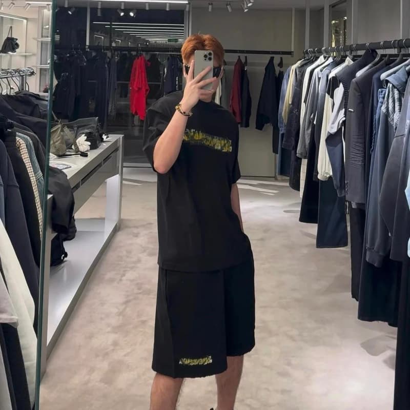 발렌시아가 파리 테이프 오버핏 라운드 반팔 티셔츠 상세 1