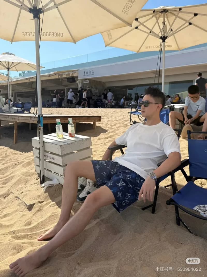 루이비통 세일링 로고 프린트 사첼 수영 반바지 16