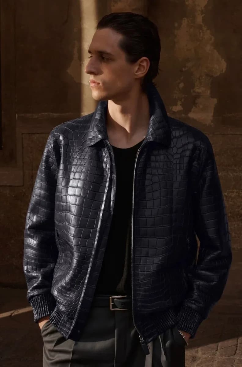 브리오니 크로커다일 엠보싱 카라 레더 자켓 (램스킨) 상세 2
