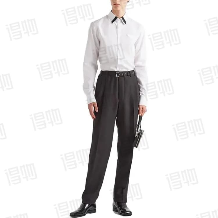 프라다 배색 카라 삼각로고 셔츠 5
