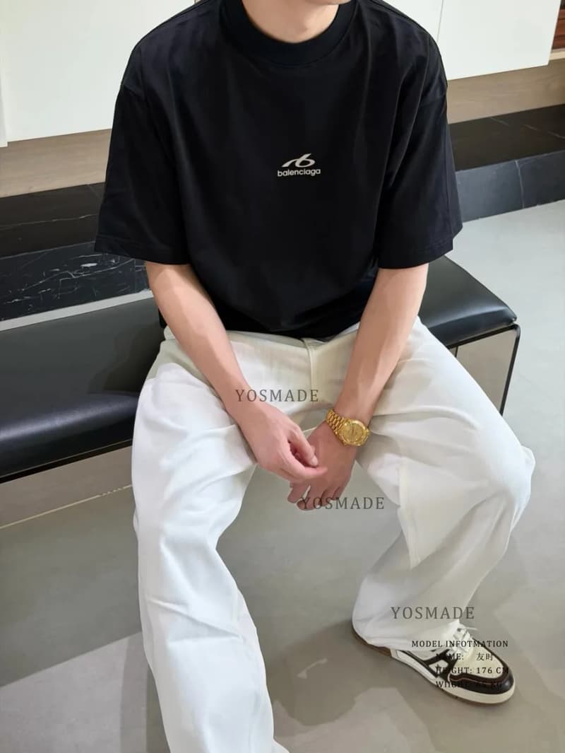 발렌시아가 반사 로고 프린트 크루넥 반팔 티셔츠 8