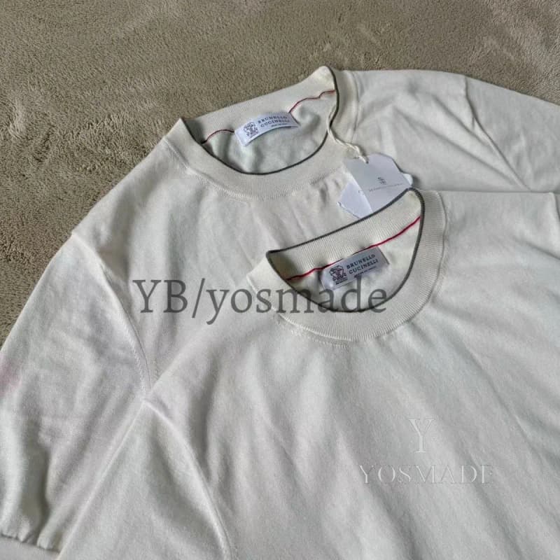 브루넬로 쿠치넬리 올드 머니 스타일 루즈핏 니트 반팔 티셔츠 11