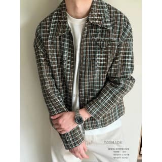 보테가베네타 하링턴 집업 자켓 (칠색 트위드 스트라이프)