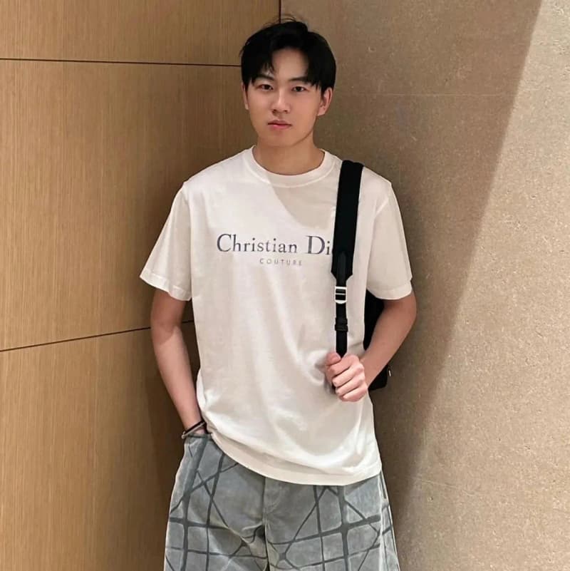 디올 러튼 포인트 테마 프린팅 크루넥 반팔 티셔츠 4