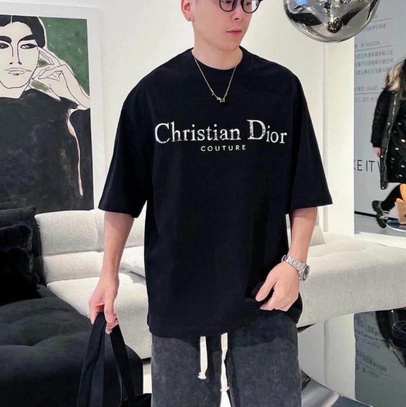 디올 러튼 포인트 테마 프린팅 크루넥 반팔 티셔츠 3