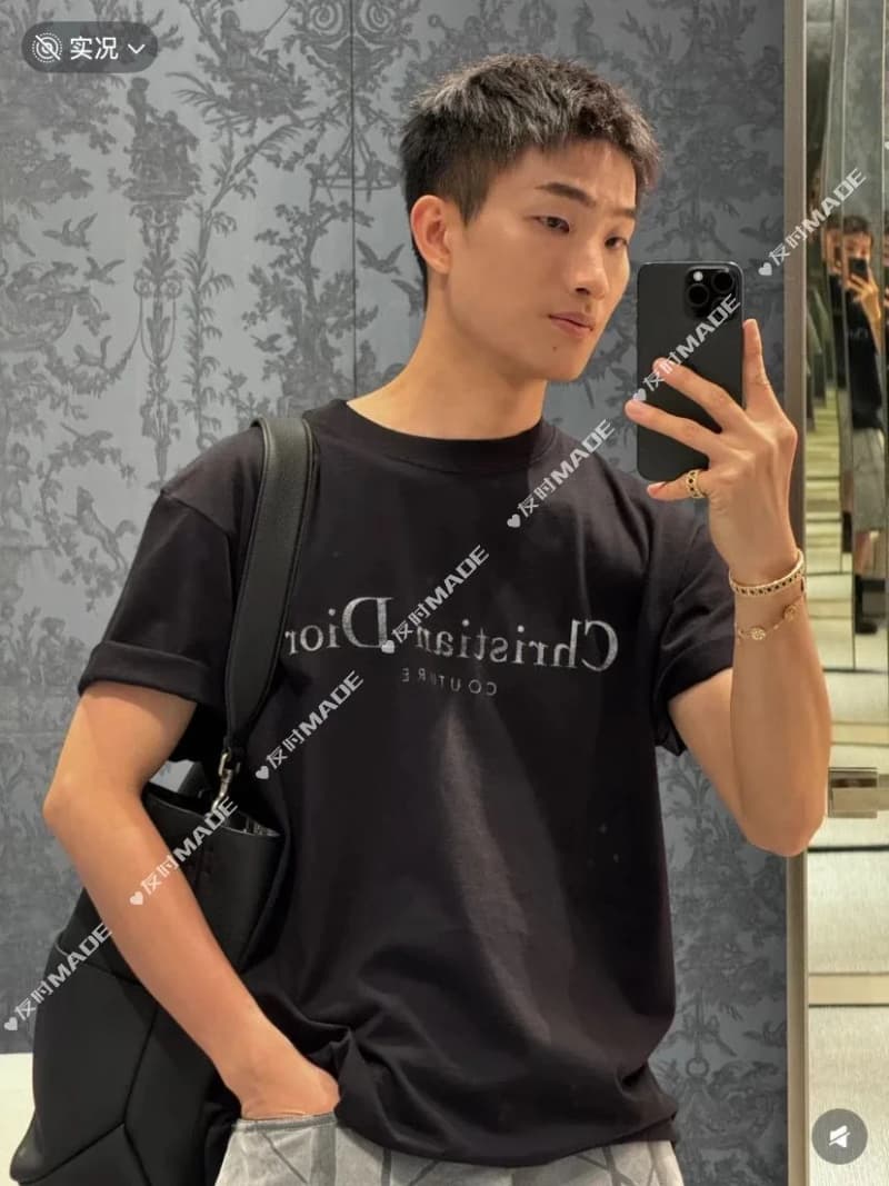 디올 러튼 포인트 테마 프린팅 크루넥 반팔 티셔츠 8