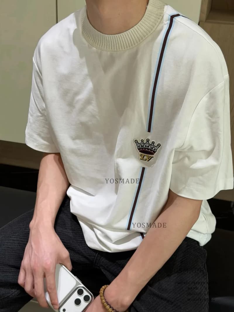 루이비통 크라운 자수 니트 카라 반팔 티셔츠 7