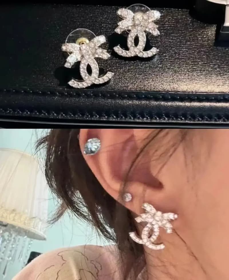 샤넬 리본 CC 로고 스와로브스키 귀걸이 5