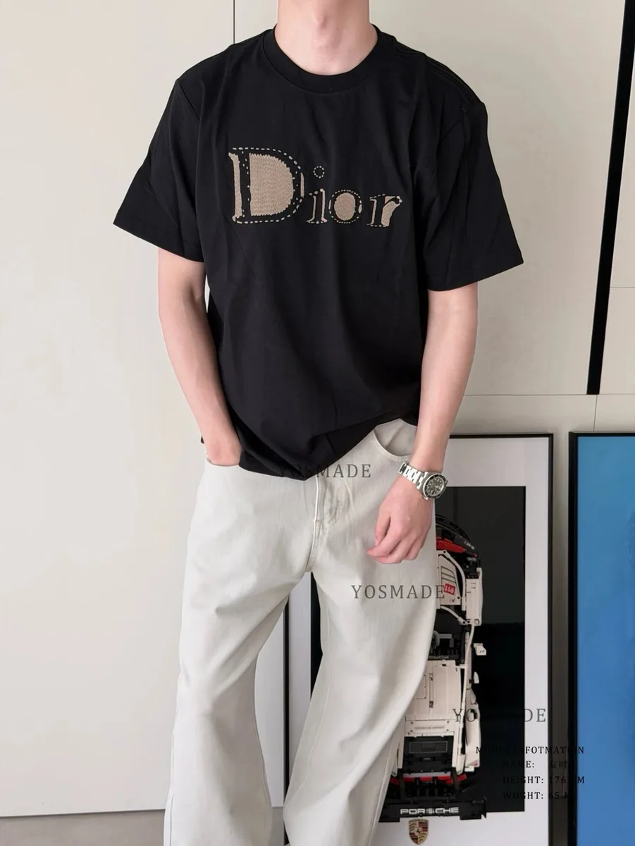 디올 시그니처 컬러 자수 루즈핏 라운드 반팔 티셔츠 6