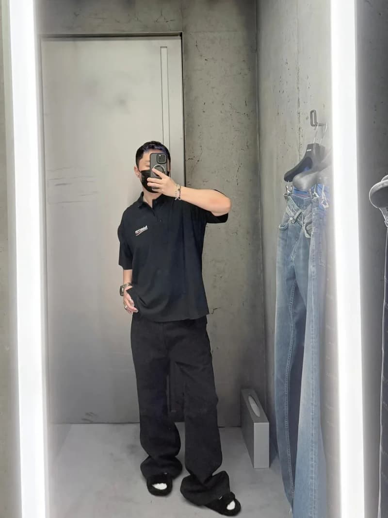 발렌시아가 폴리티컬 캠페인 웨이브 로고 폴로 티셔츠 5