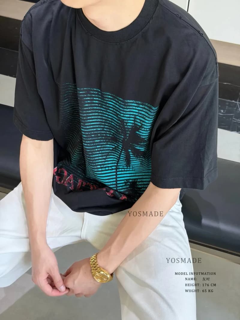 발렌시아가 더 윈도우 야자수 레터링 프린트 오버핏 티셔츠 9