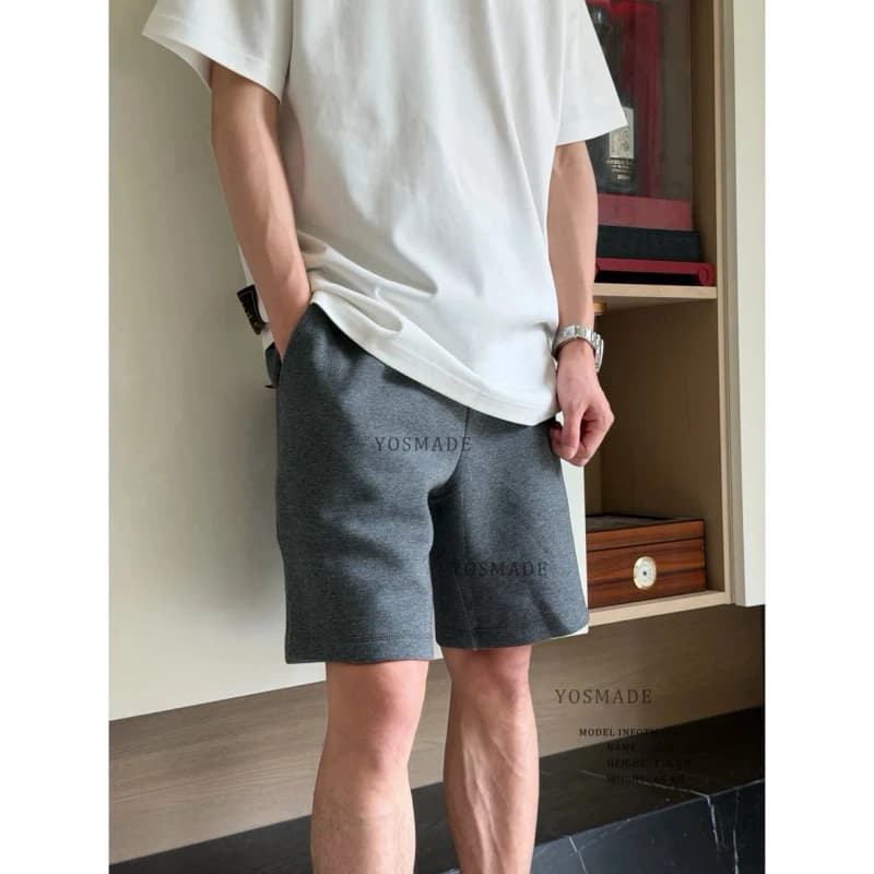 루이비통 클래식 테이프 메탈 버클 드로스트링 캐주얼 반바지 4