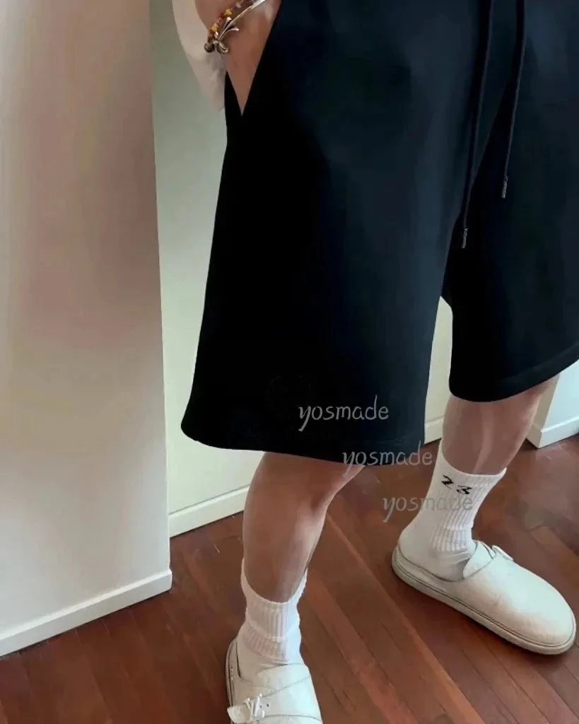 루이비통 클래식 테이프 메탈 버클 드로스트링 캐주얼 반바지 22