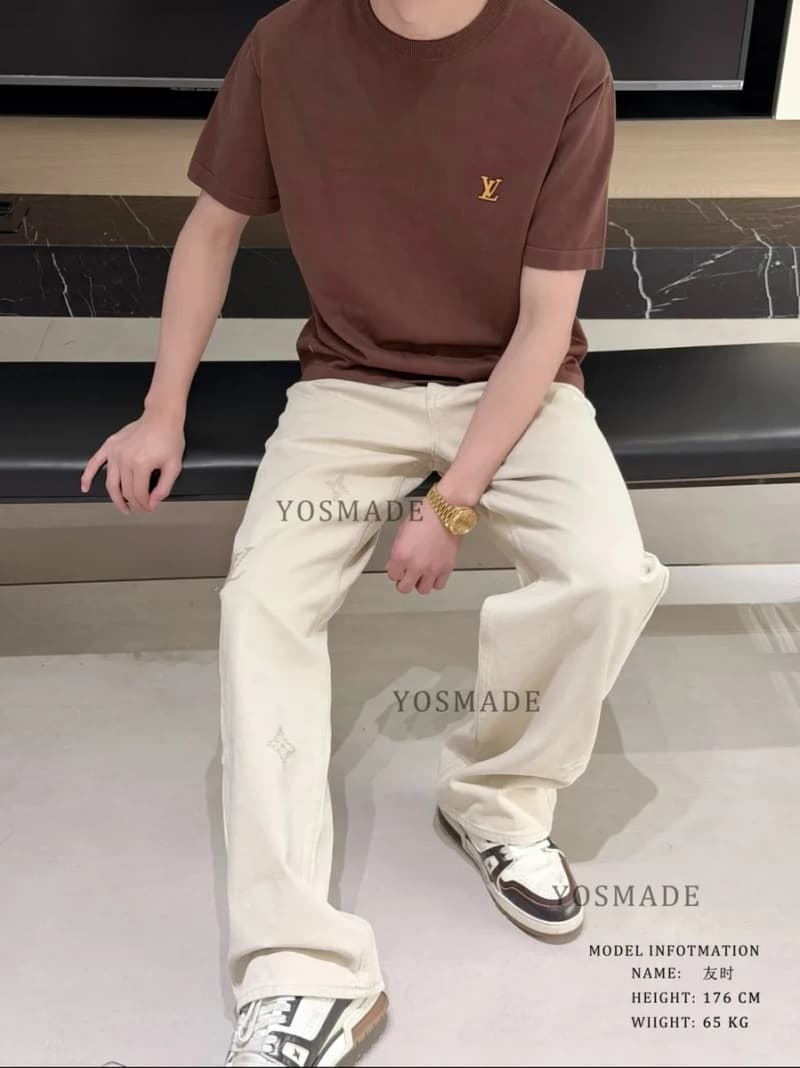 루이비통 레터 로고 레더 니트 반팔 티셔츠 23