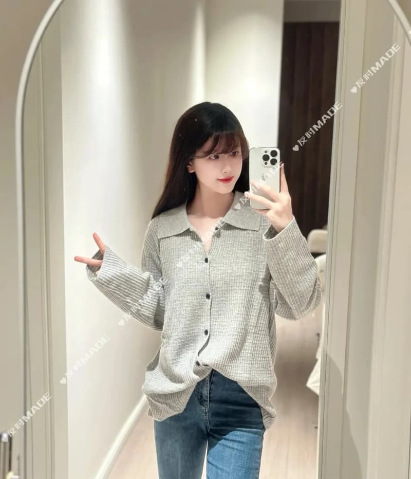 더로우 캐시미어 블렌드 와플 니트 셔츠 가디건 (25S) 12