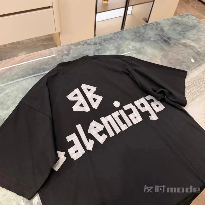 발렌시아가 파리 풀와이드 로고 프린트 워싱 반팔 티셔츠 11