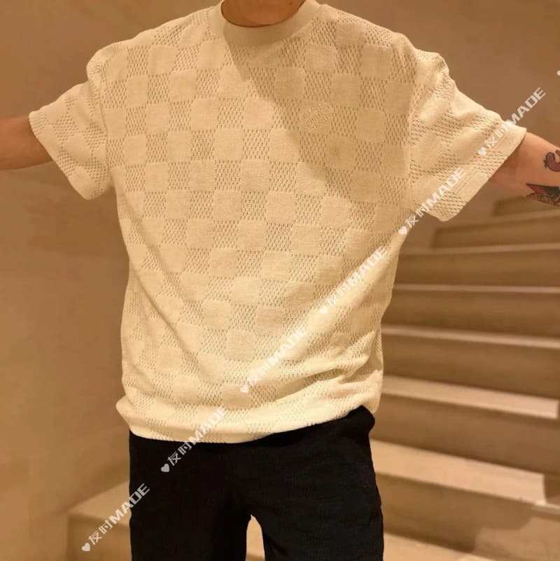 루이비통 체커보드 타월 자수 크루넥 반팔 티셔츠 5