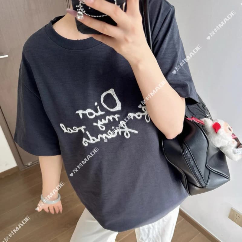 디올 포 마이 리얼 프렌즈 자수 라운드넥 반팔 티셔츠 3