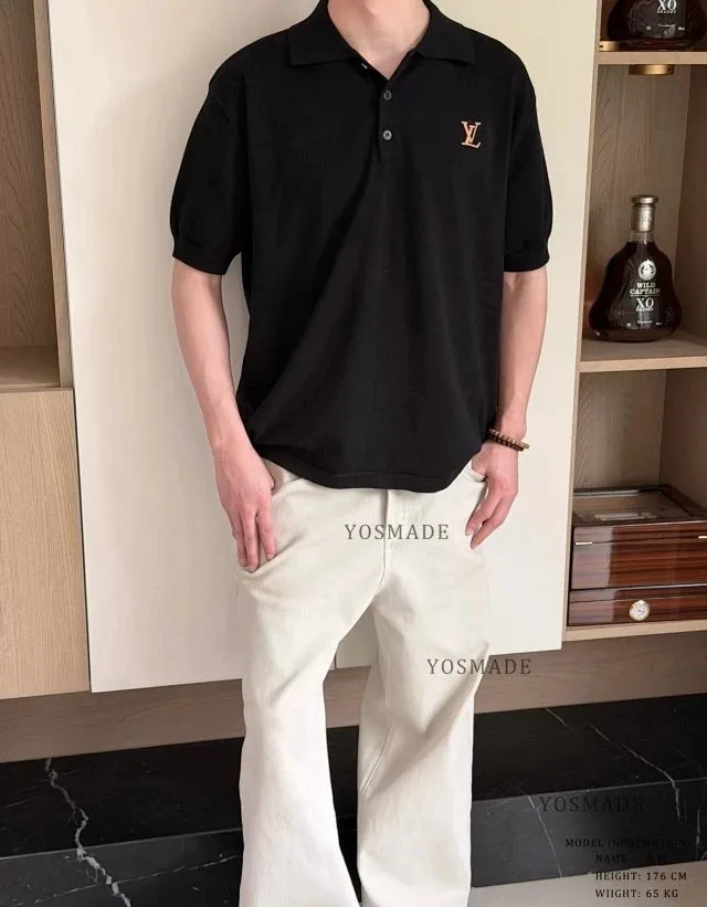 루이비통 핸드 자수 로고 루즈핏 카라 반팔 폴로 티셔츠 5