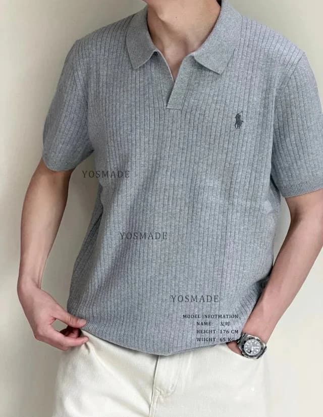 폴로 랄프로렌 시걸 카라 골지 반팔 폴로 셔츠 5