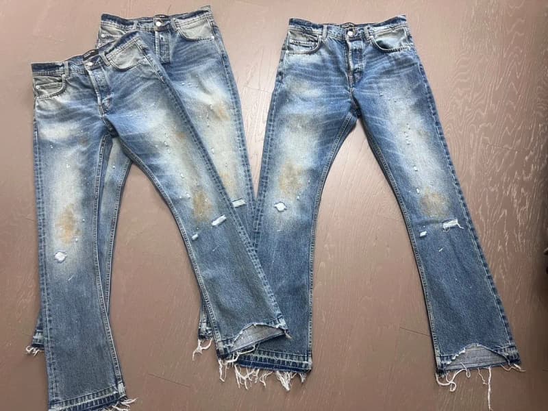 앙팡리쉬데프리메 23FW 블루 번오프 워싱 데미지 데님팬츠 3