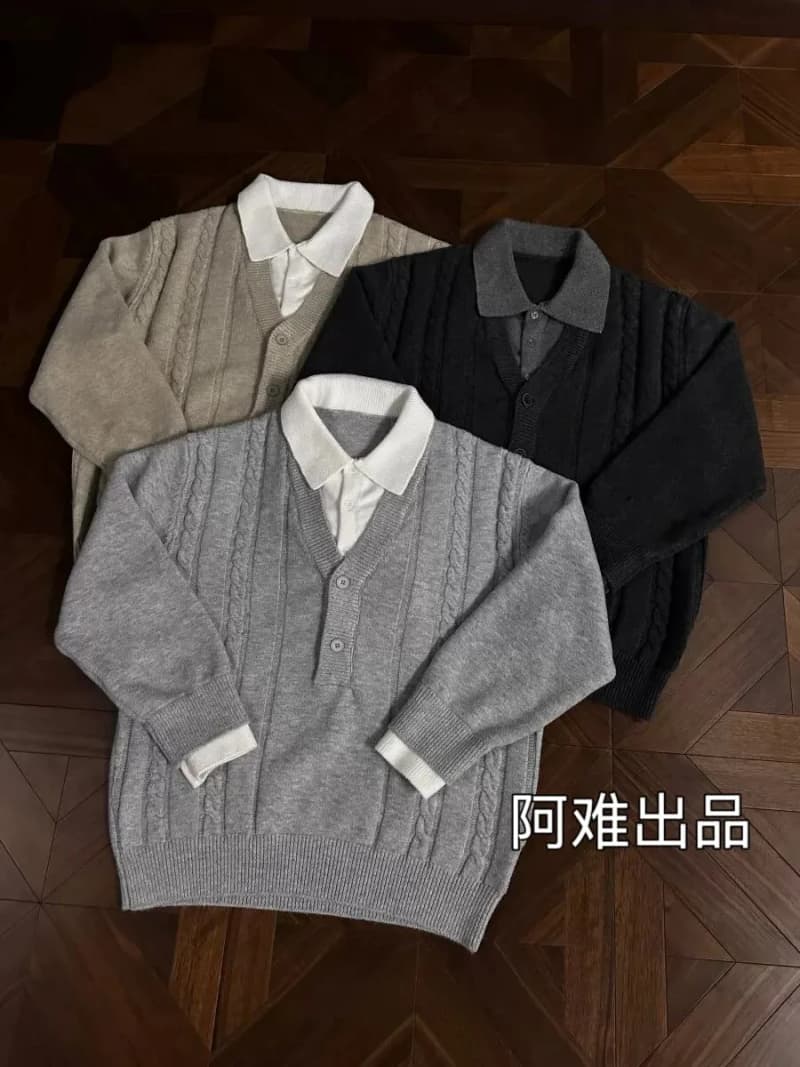 아난 빈티지 캐시미어 스웨터 (모로칸 가먼트, 페이크 폴로 카라) 상세 1