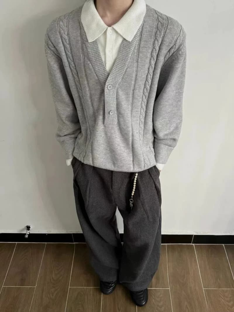 아난 빈티지 캐시미어 스웨터 (모로칸 가먼트, 페이크 폴로 카라) 8