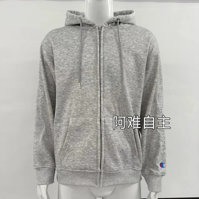 챔피온 카라 자수 후드 짚업 (그레이) 상세 1