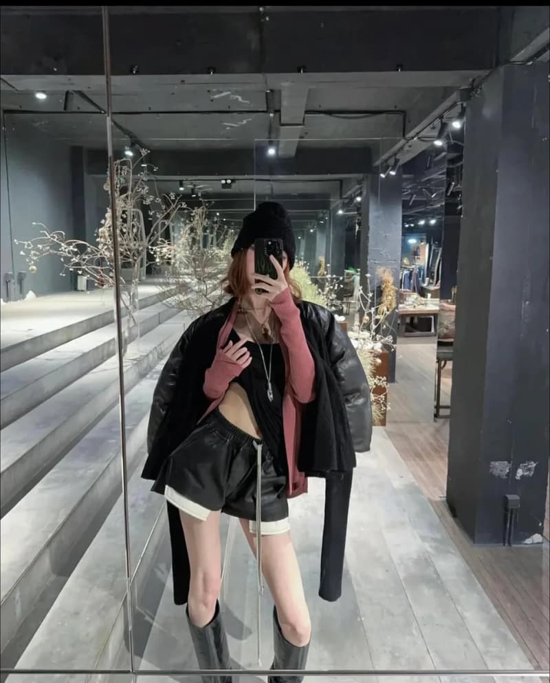 릭 오웬스 스타일 컬러블록 레이스업 삼부 숏팬츠 (램스킨) 9