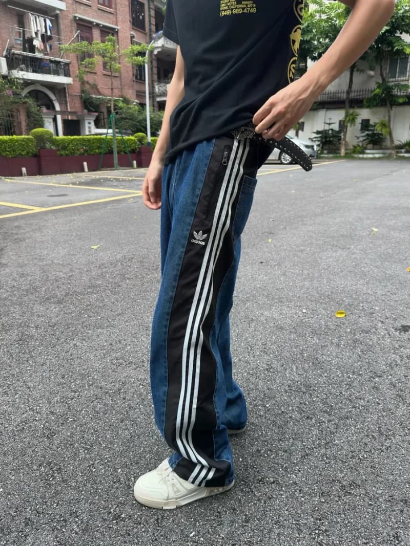 아디다스 삼선 배색 데님 팬츠 상세 2