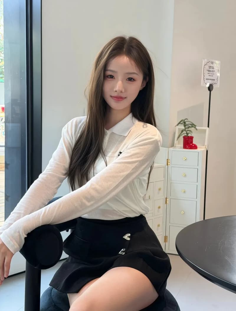 미우미우 스타일 강연사 초극세사 로문 시스루 폴로셔츠 12