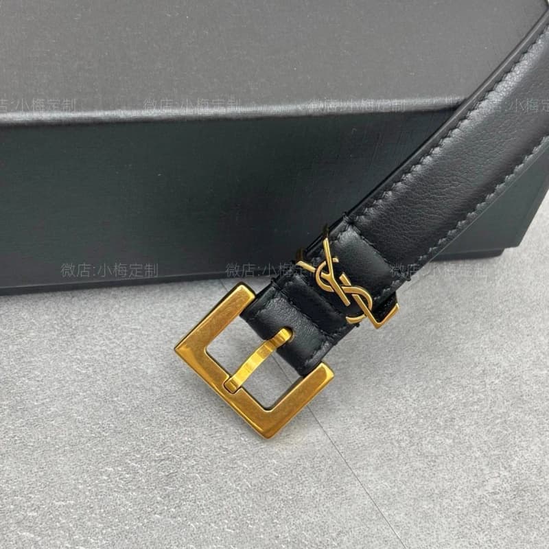 생로랑 골드 버클 벨트 2cm (블랙) 5