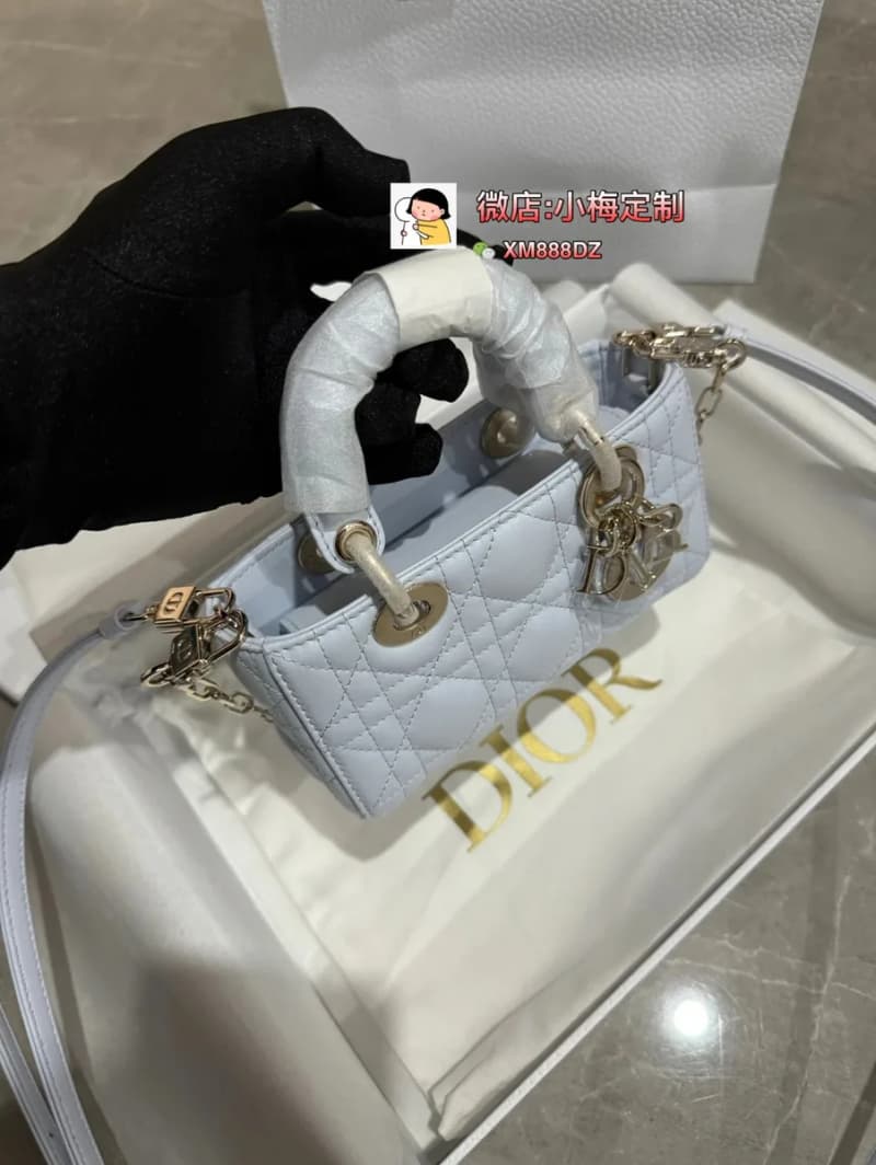 디올 레이디 디올 조이 호리즌탈 미니백 (글래시어 블루) 3