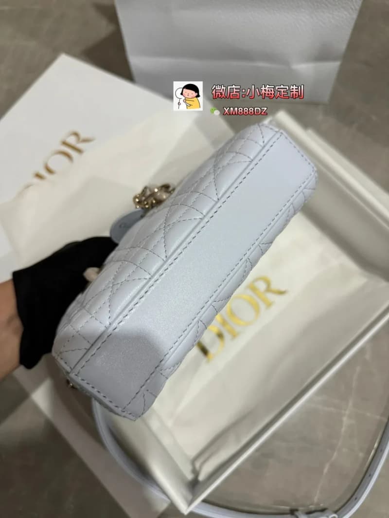 디올 레이디 디올 조이 호리즌탈 미니백 (글래시어 블루) 4