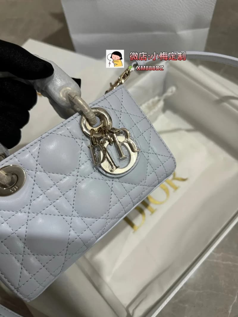 디올 레이디 디올 조이 호리즌탈 미니백 (글래시어 블루) 5