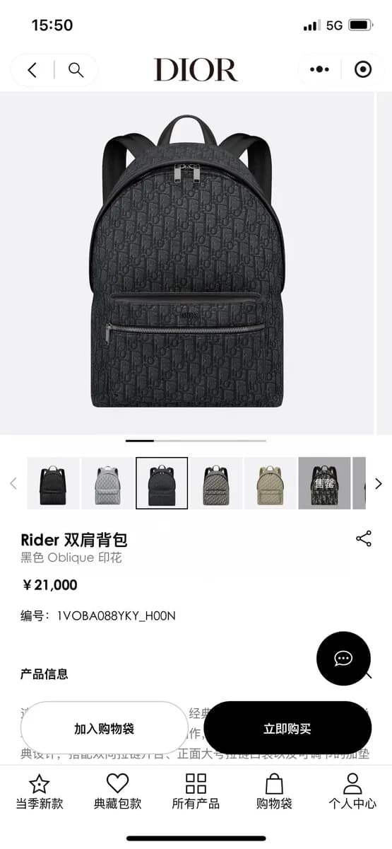 디올 라이더 대형 백팩 (오블리크 자카드) 6