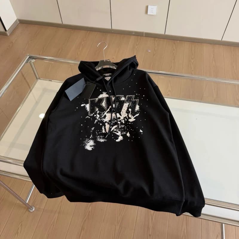 디스퀘어드2 비즈 핫드릴 프린팅 레터 후드 (블랙) 7