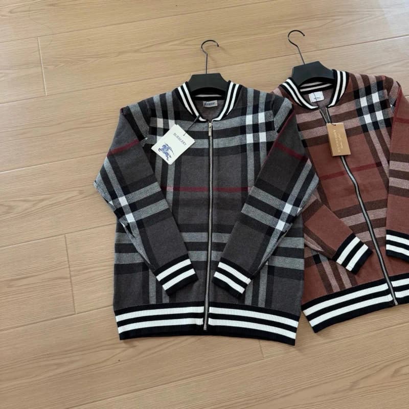 버버리 니트 재킷 (배색 체크 라운드넥 가디건) 3