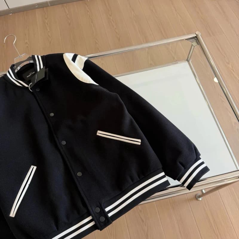 생로랑 배색 카라리스 바시티 자켓 8