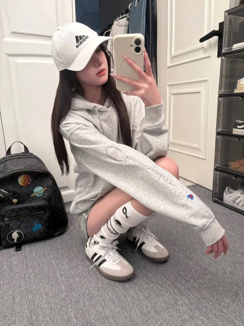챔피온 팔 자수 후드 (기모 원단) 3