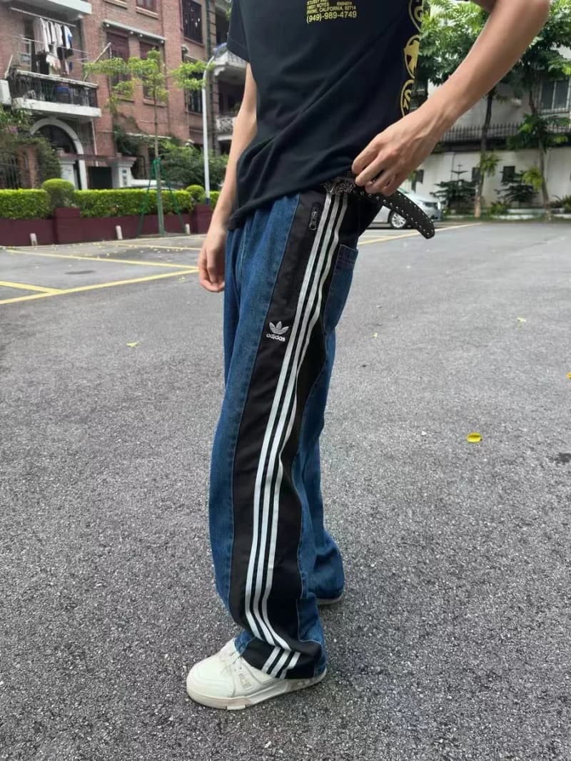 아디다스 삼선 배색 데님 팬츠 3