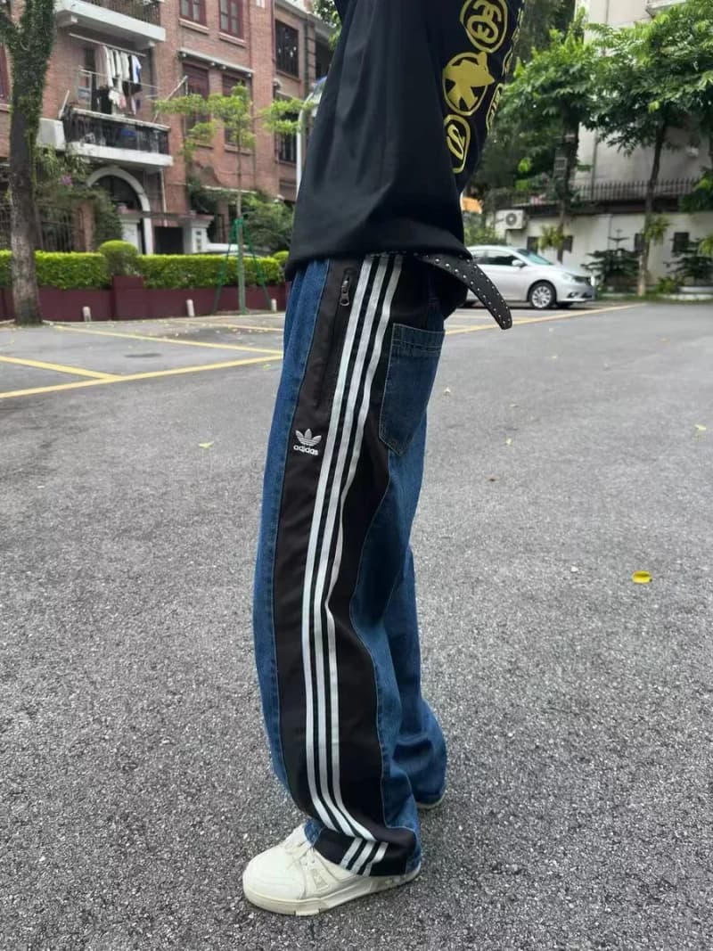 아디다스 삼선 배색 데님 팬츠 5