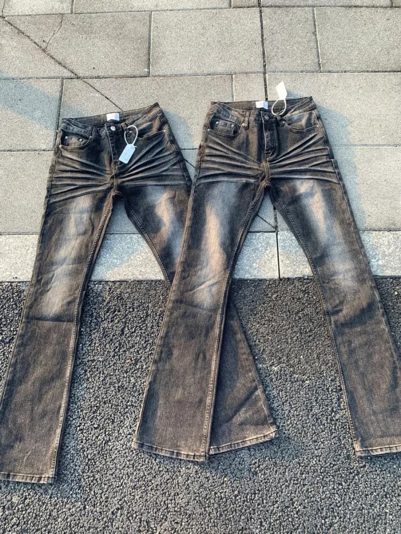 올드선 517 블랙 워싱 마블 데님 팬츠 (약부츠컷) 상세 2