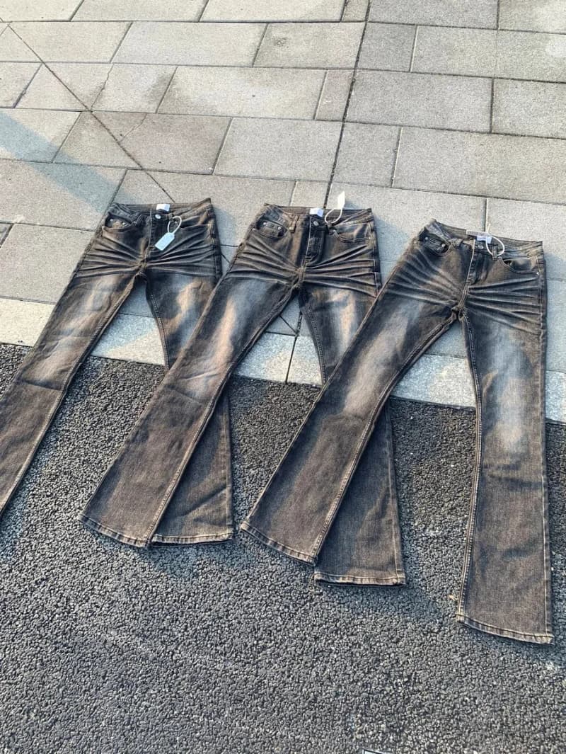 올드선 517 블랙 워싱 마블 데님 팬츠 (약부츠컷) 5