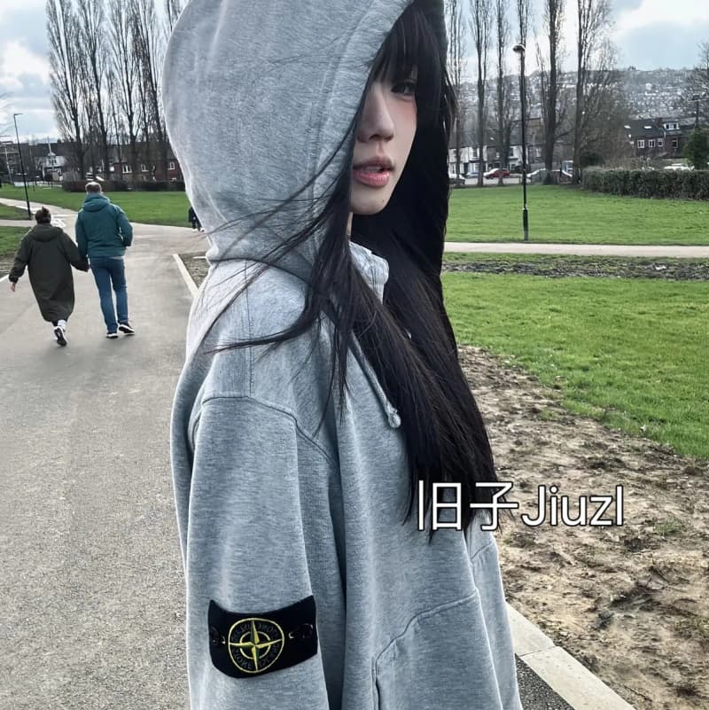 스톤아일랜드 자수 소매 배지 후드 집업 9