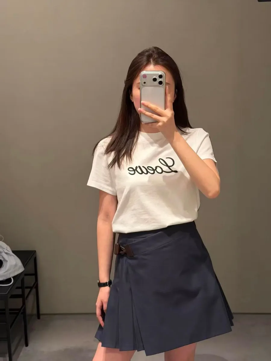 로에베 원형 로고 자수 밴드 루즈핏 코튼 반팔 티셔츠 6