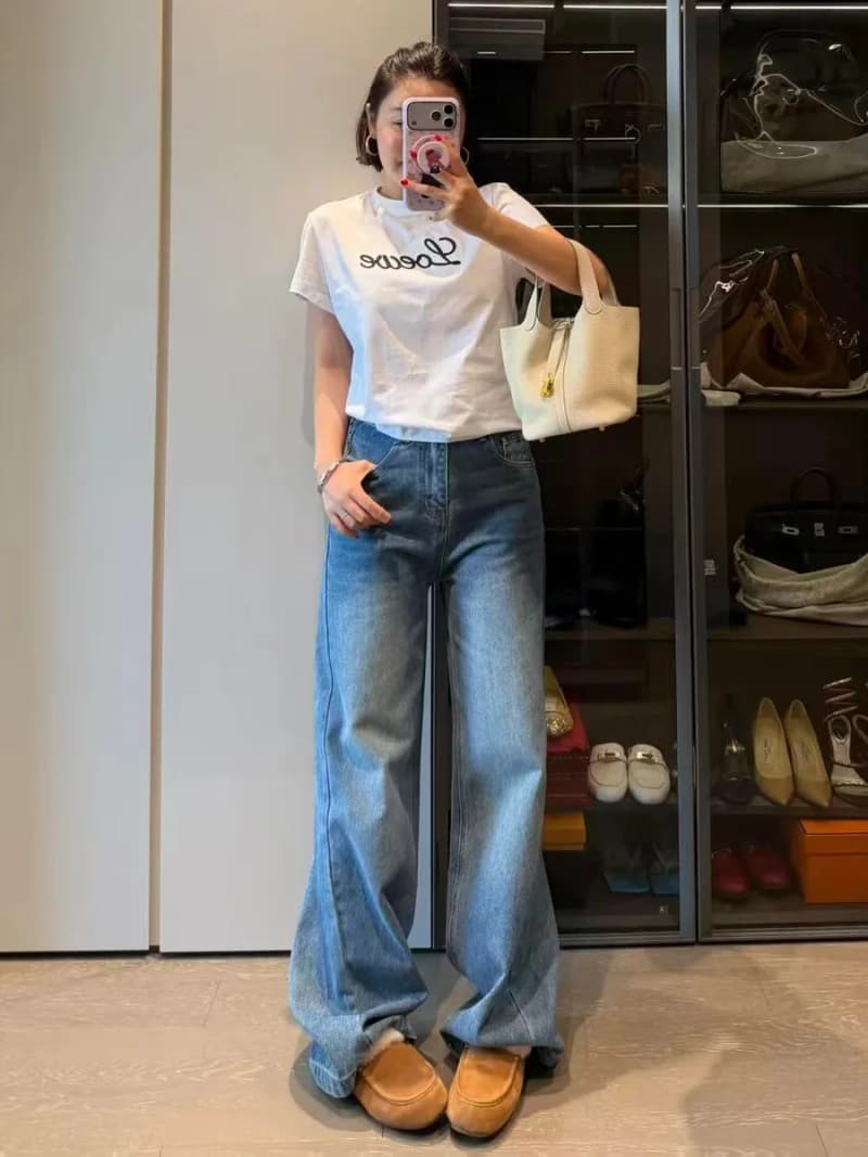 로에베 원형 로고 자수 밴드 루즈핏 코튼 반팔 티셔츠 7
